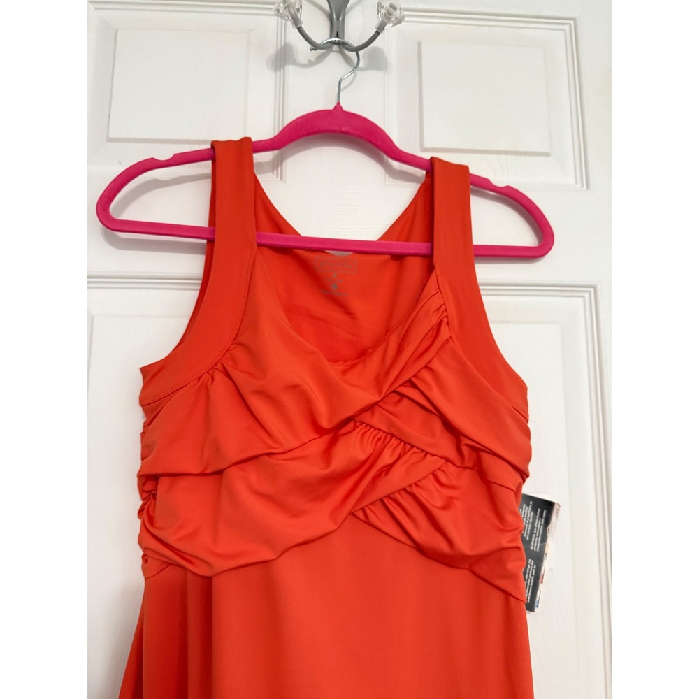 Athleta Orange Ruched Crossover Active Dress Women's Med Lycra Sport Athleisure - Picture 2 of 8